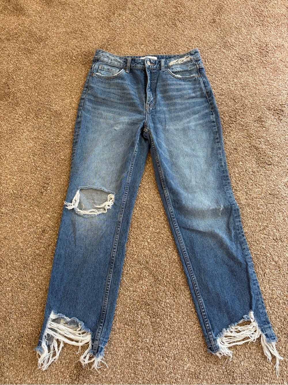 Flying Monkey Medium Blue Distressed Straight-Leg Jeans